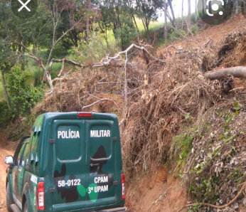 Polícia Ambiental descobre área desmatada na zona rural de São José de Ubá.