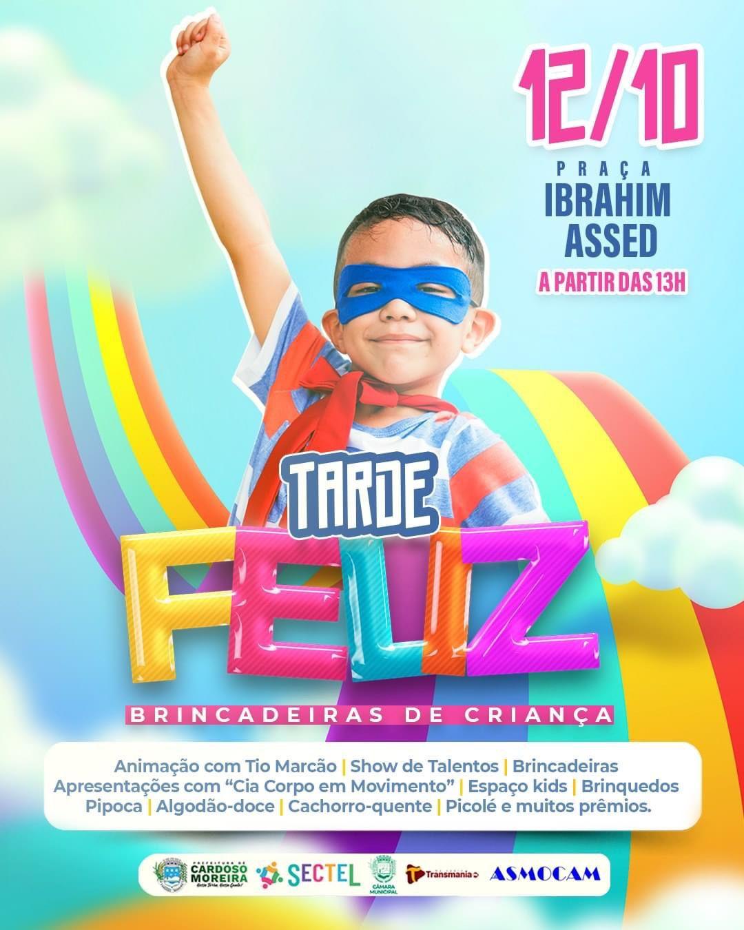 TARDE FELIZ: Prefeitura de Cardoso Moreira realizará evento no Dia das Crianças
