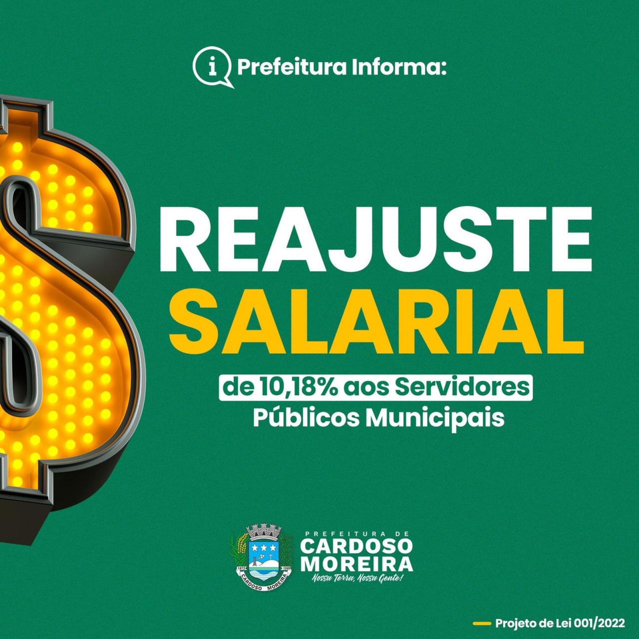 AUMENTO DO SALÁRIO E AUXÍLIO ALIMENTAÇÃO DOS SERVIDORES DA PREFEITURA MUNICIPAL DE CARDOSO MOREIRA