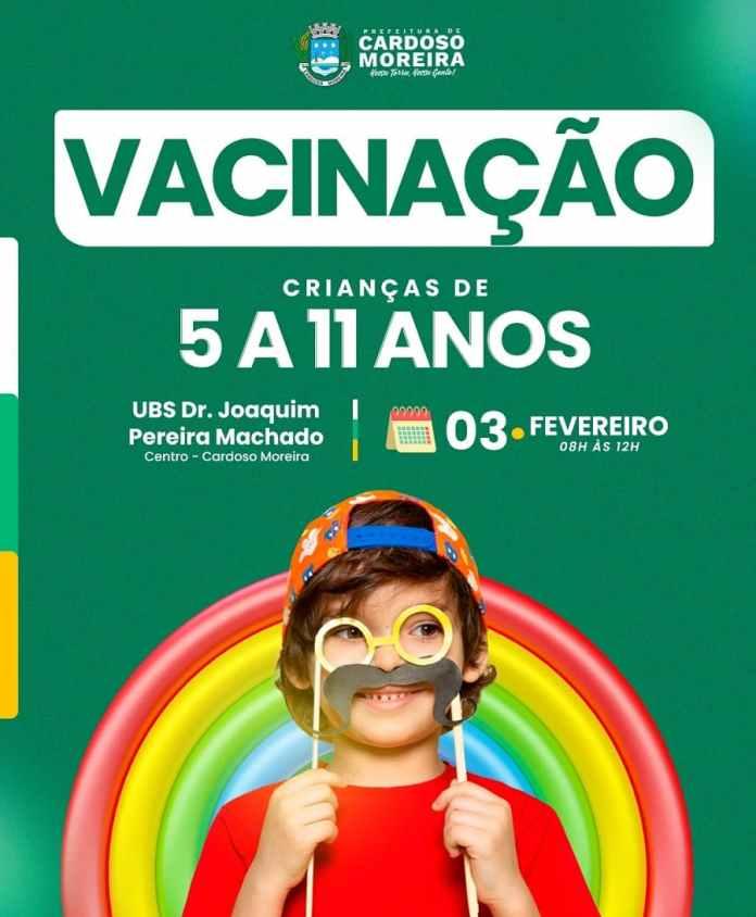 Campanha de Vacinação para as crianças contra a COVID-19 continua em Cardoso Moreira