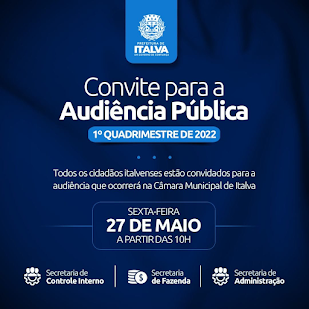 PREFEITURA MUNICIPAL DE ITALVA CONVIDA PARA AUDIÊNCIA PÚBLICA