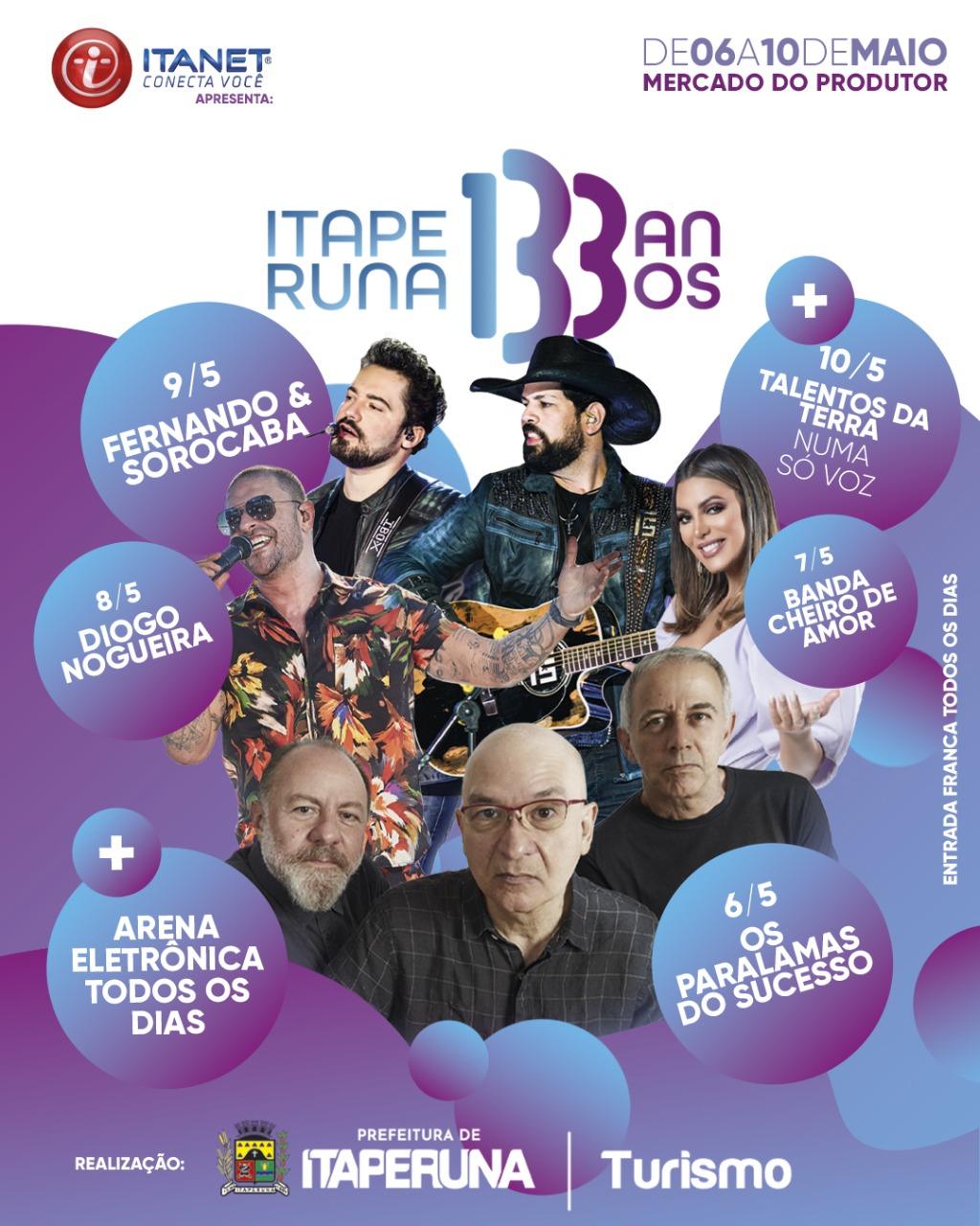 Itaperuna celebra 133 anos com grandes shows e muitas atrações