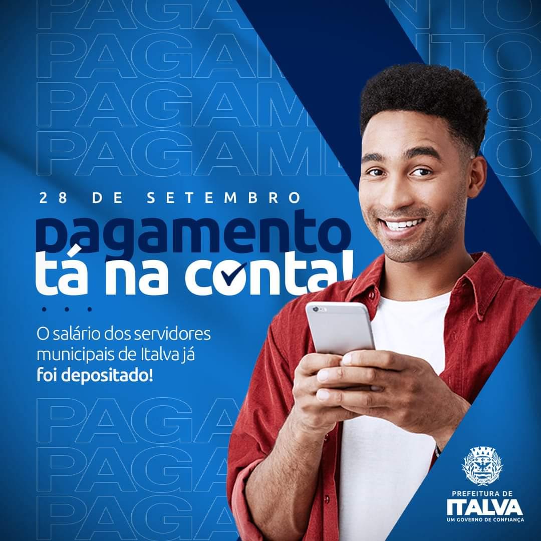 Prefeitura de Italva informa que o salário referente ao mês de Setembro está disponível em conta