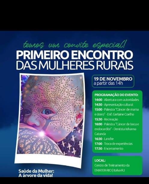 Primeiro Encontro das Mulheres Rurais acontece no dia 19/11 em Italva