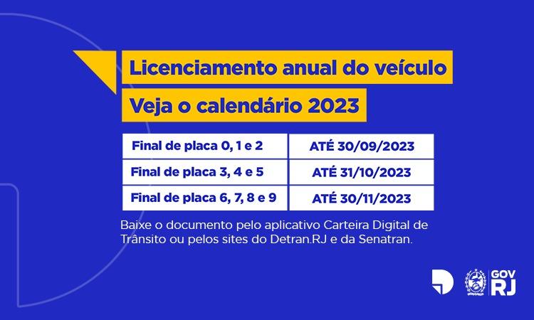 Detran.RJ prorroga prazo de licenciamento anual de veículos em 2023 e divulga novo calendário
