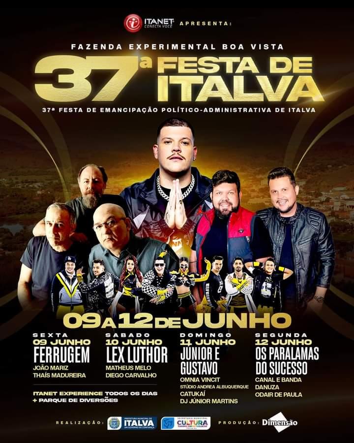 Vem aí a 37ª Festa de Emancipação Politico-Administrativa de Italva