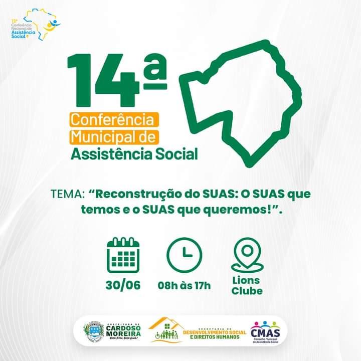 Cardoso Moreira vai promover a 14ª Conferência Municipal de Assistência Social