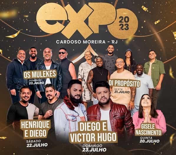 Cardoso Moreira - Expo 2023 terá Gisele Nascimento, Os Mulekes, Di Propósito, Henrique & Diego e Diego & Victor Hugo