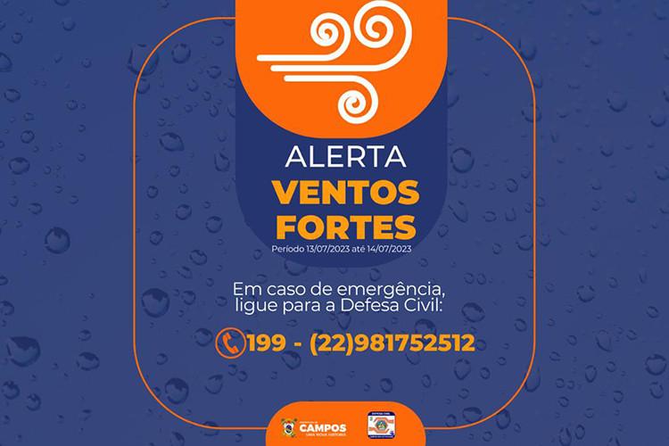 Defesa civil emite alerta para ventos fortes e ressaca de quinta à sexta-feira