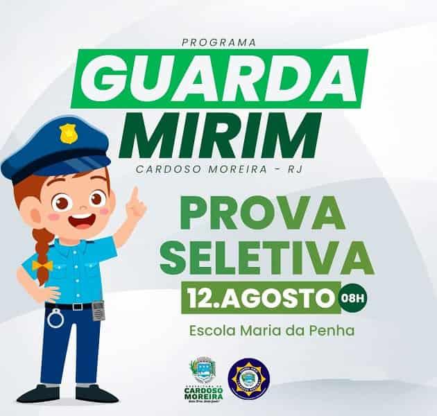 Cardoso Moreira - Prova seletiva para o Programa Guarda Mirim acontecerá no próximo sábado(12)