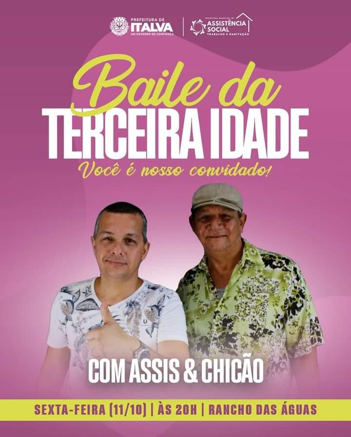 Baile da Terceira Idade nesta sexta-feira (11) em Italva