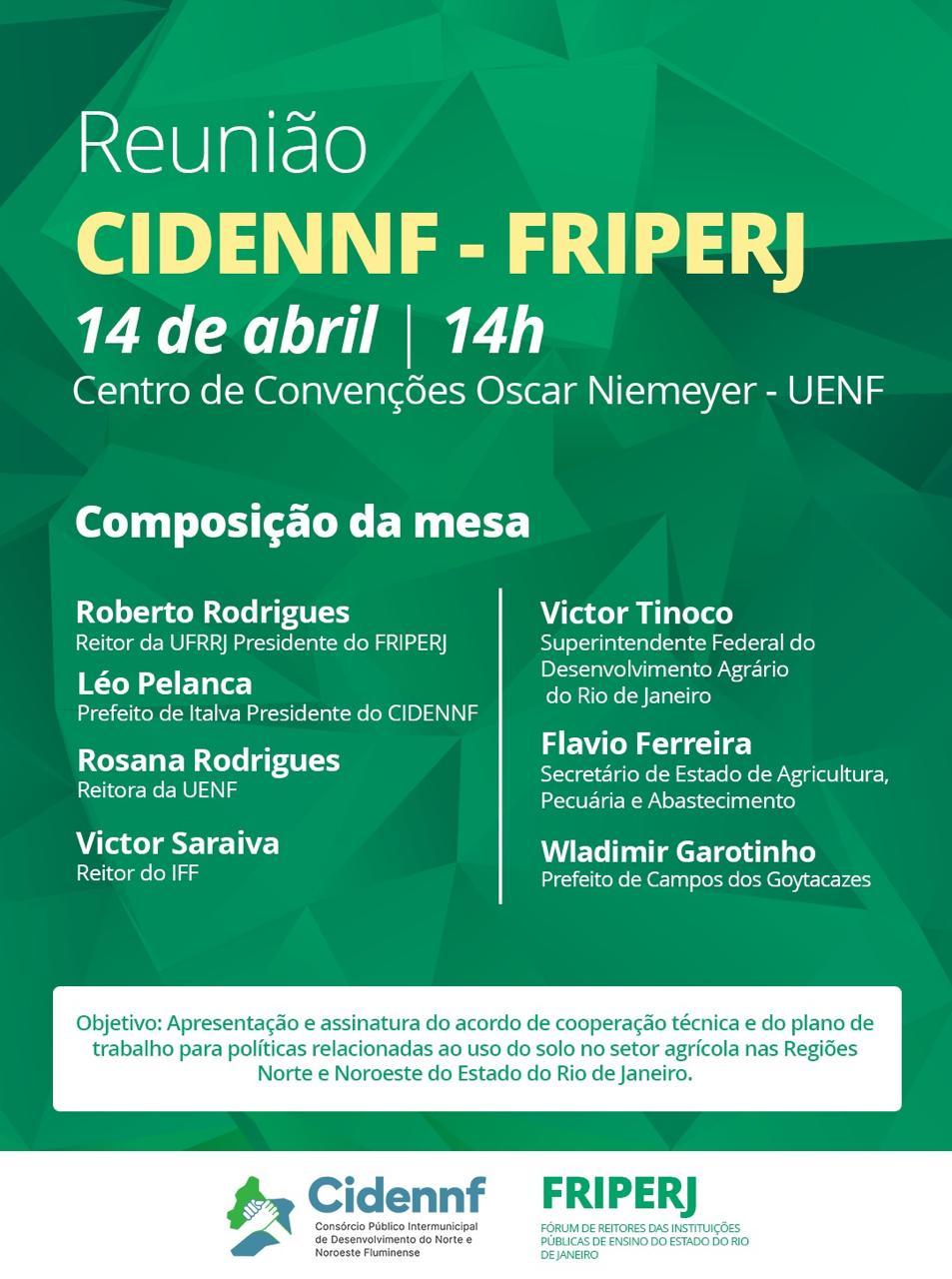 CIDENNF e FRIPERJ se Reúnem para assinar acordo de cooperação técnica para políticas de uso do solo no setor agrícola