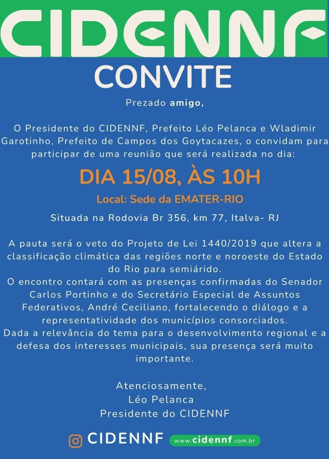 CIDENNF promove reunião para discutir veto à reclassificação climática no Norte e Noroeste Fluminense