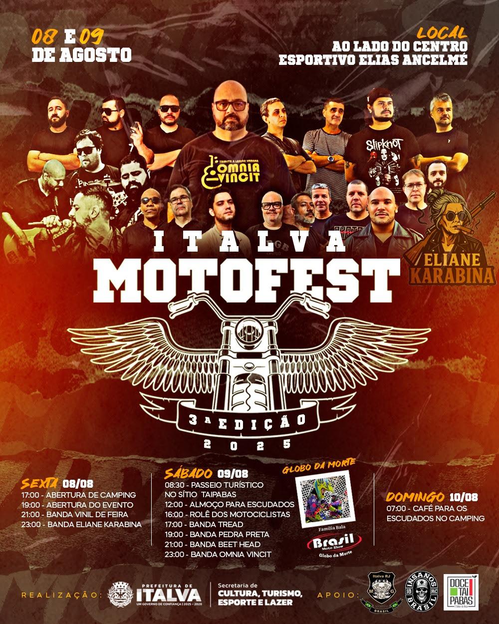 Começa nesta Sexta-feira (08) o Italva Motofest 2025