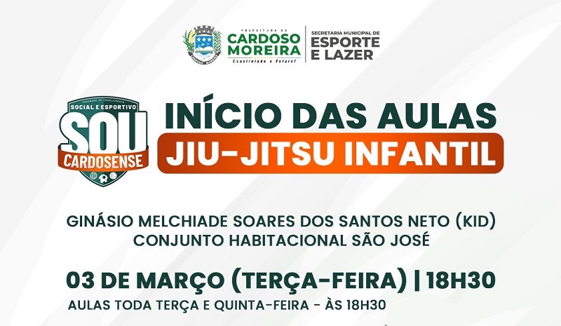Cardoso Moreira: Crianças do Conjunto São José ganham reforço na disciplina com o Jiu-Jitsu