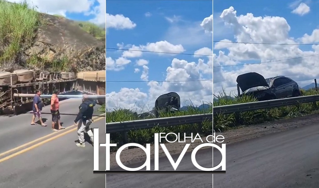 Vídeo: Acidente com carreta bitrem atinge dois veículos e causa congestionamento na BR 356