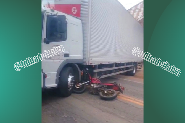 Colisão entre moto e caminhão deixa uma mulher ferida em Itaperuna
