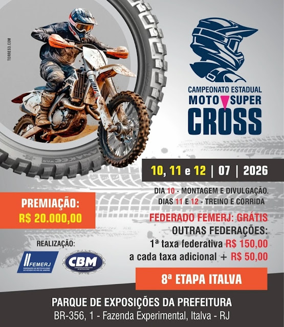 Italva recebe neste final de semana a 8ª etapa do Campeonato Estadual de Moto Supercross