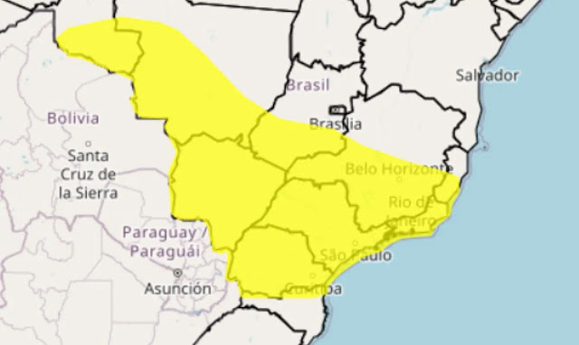 INMET divulga alertas de chuvas intensas e ventos de até 60 km/h na Região Noroeste