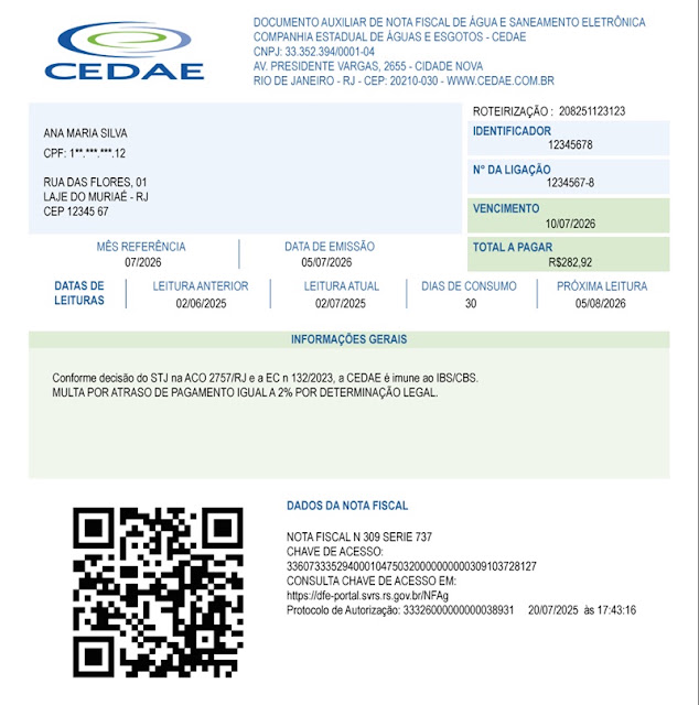 Conta da Cedae ganha novo modelo a partir de 6 de outubro