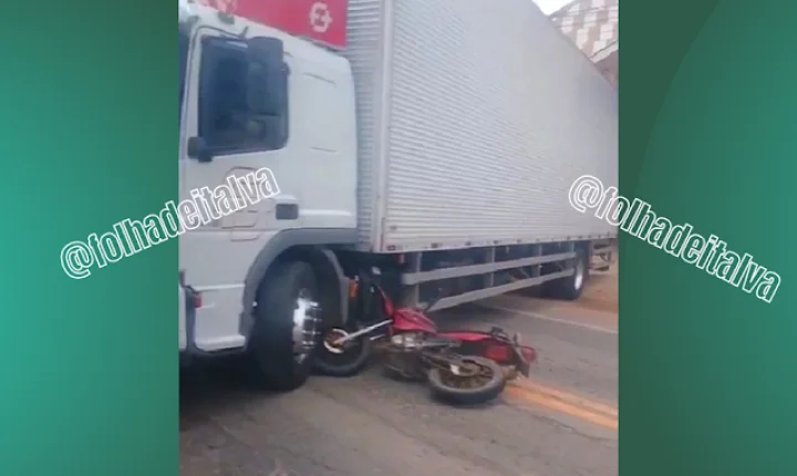 Colisão entre moto e caminhão deixa uma mulher ferida em Itaperuna