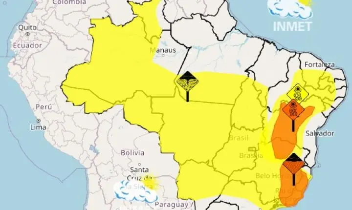 INMET coloca o estado do Rio de Janeiro em alerta de fortes tempestades