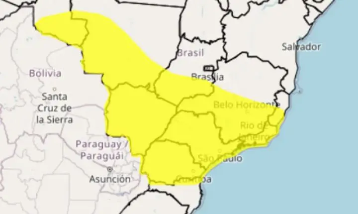 INMET divulga alertas de chuvas intensas e ventos de até 60 km/h na Região Noroeste