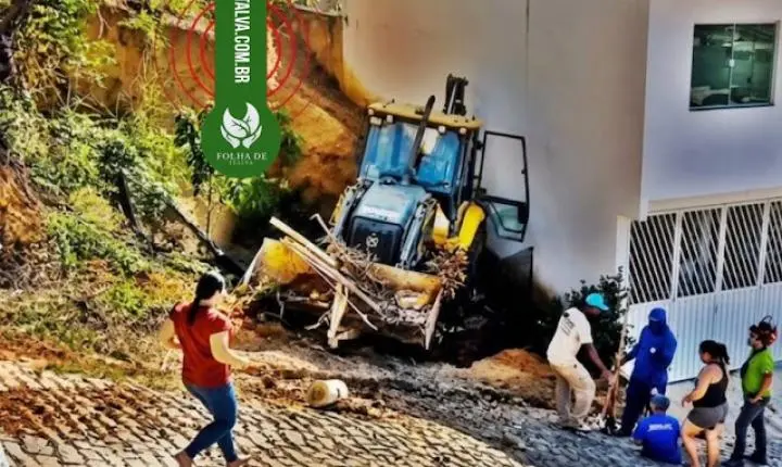 Retroescavadeira perde freio e quase causa acidente em Bom Jesus