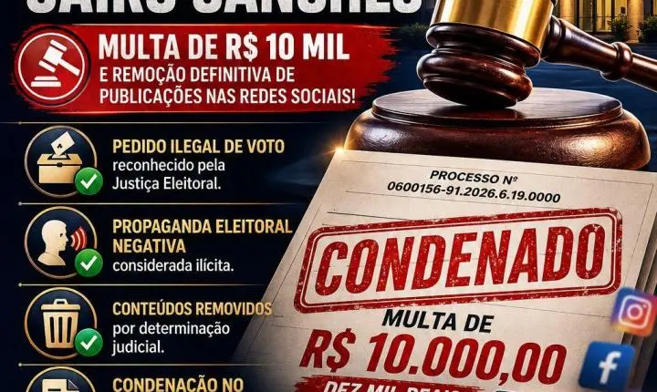 TRE-RJ CONDENA JAIRO SANCHES E APLICA MULTA DE 10 MIL REAIS POR ILÍCITOS ELEITORAIS